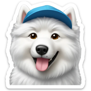 samoyed with rad cap sticker