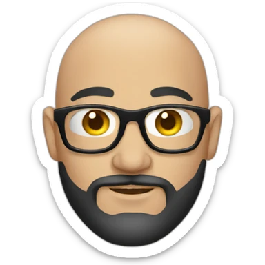 Tattooed man bald with glasses and beard sticker