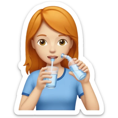 basic ginger woman drinking water sticker