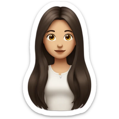 a girl with long dark brown staighrt hair sticker