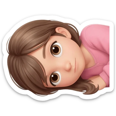 Girl lying on ground with her head touching it as if she saw something which is too beautiful for her eyes sticker