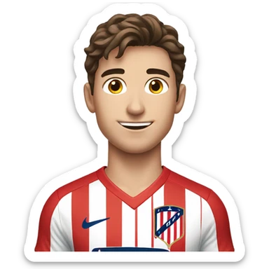 A young man with brown hair and a atlético de Madrid Shiry sticker