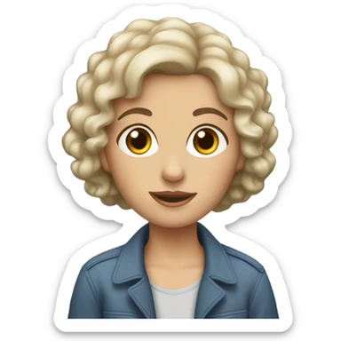 dark curly short hair Caucasian girl in a car sticker