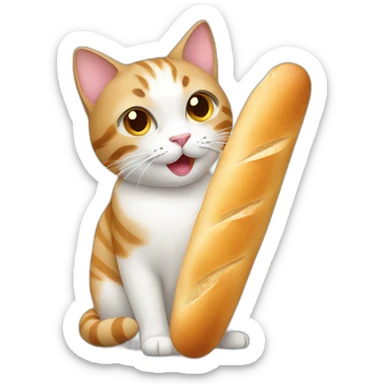 Cat with a french baguette sticker