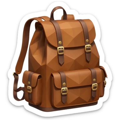 backpack brown emoji low poly  sticker