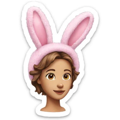Pink fluffy bunny ears headband sticker