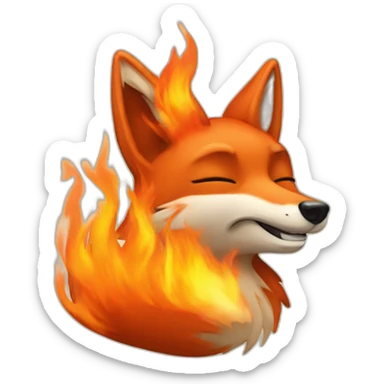 fox on fire sticker