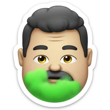Fat guy with green smoke out of mouth bad breath sticker