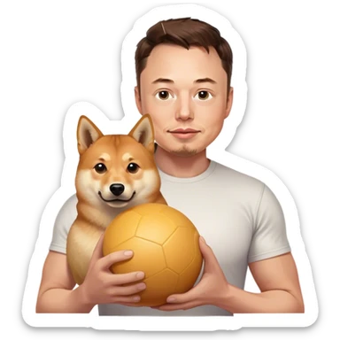 elon musk with doge ball sticker