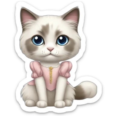 ragdoll cat in a dress sticker