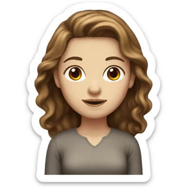 white girl with wavy brown hair standing straight sticker