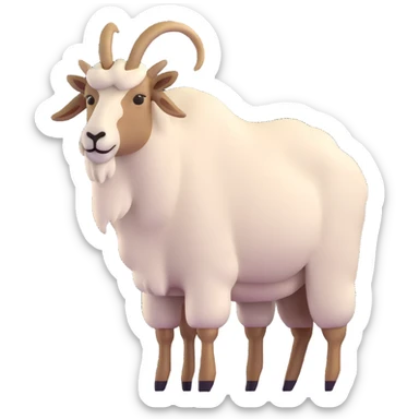 realistic 3D mountain goat with textured fur sticker