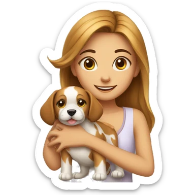 A cute girl with a dog sticker
