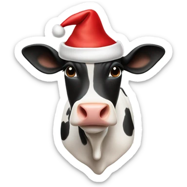 Dairy cow with Santa hat sticker