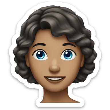 woman dark hair blue eyes dimples sticker