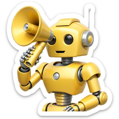 robot held megaphone in held sticker