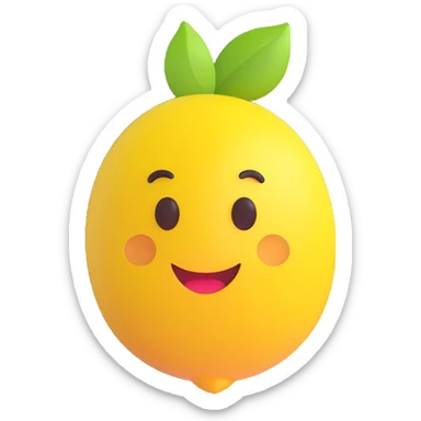 zesty and lively citrus lemon icon, 3D emoji style sticker