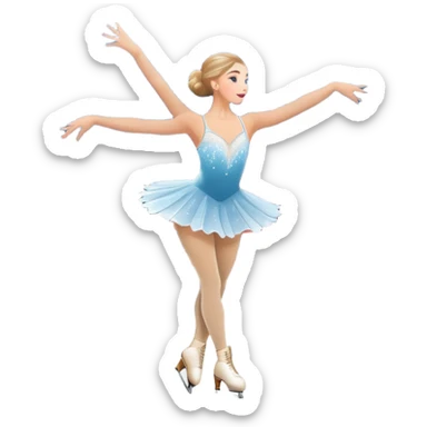An icon featuring a grand arena Madison Square Garden, filled with spectators with graceful figure skater performing a flawless routine on an ice rink. Snowflakes and spotlights add to the elegance and beauty of the performance. Transparent background. sticker
