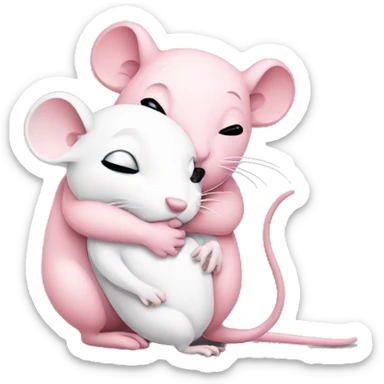 pink rat hugging white rat sticker