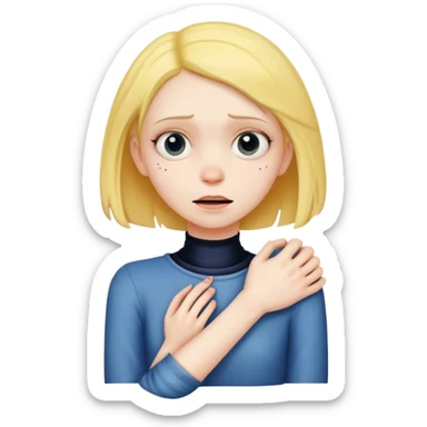 a girl that looks like coraline holding her neck and strangling herself  sticker
