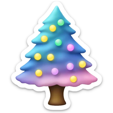 Christmas tree with pastel blue,pink,yellow, purple lights  sticker