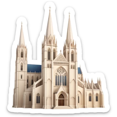 Cinematic Realistic Zagreb Cathedral Landmark Emoji, depicted with Gothic architecture rendered with lifelike detail and majestic, soft lighting. sticker