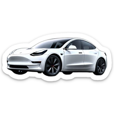 one Black colored Tesla Model 3 in high speed motion side view with reflection on floor sticker