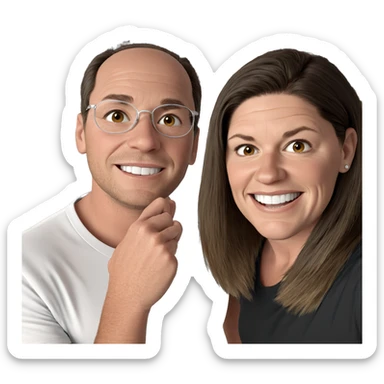 boys smiling in white shirts sticker