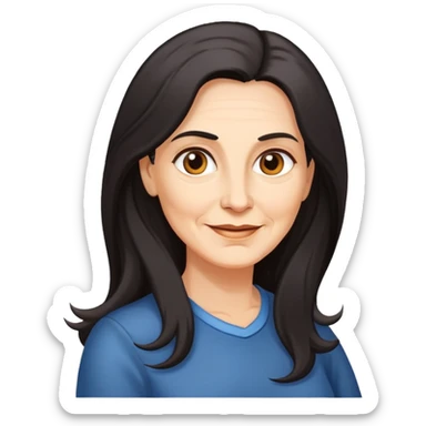 cartoon of successful 55 year old woman with long dark hair sticker