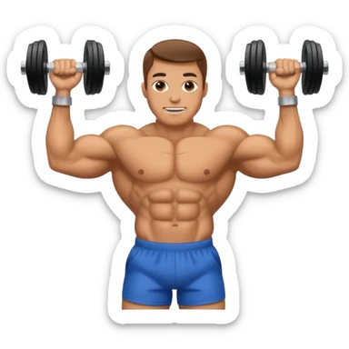 body builder lifting dumbbells sticker