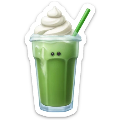 Iced matcha latte with ice cubes without a face   sticker
