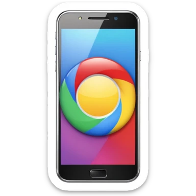 modern smartphone in 3D chrome metallic style, highly reflective and shiny, colorful screen, realistic details sticker