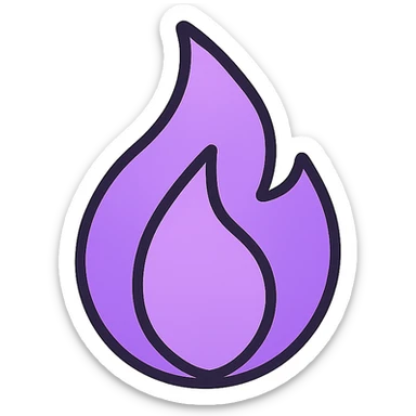 simple purple gradient flame, soft edges, modern icon sticker