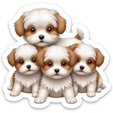  Maltese dog with 5 brown puppies sticker