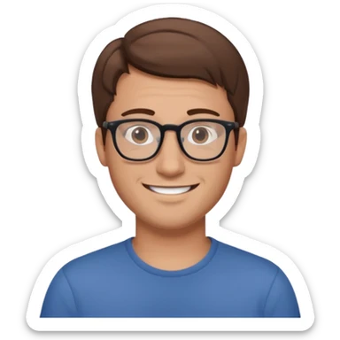 a young dad with brown hair, glasses, without beard sticker