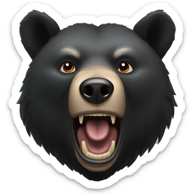 The fierce expression of a black bear  sticker