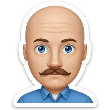 bald and mustached western man sticker
