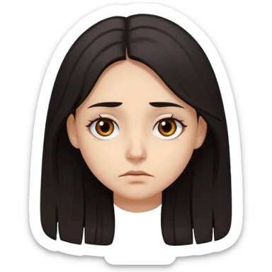 Girl with long dark hair and eyes and dark circles under eyes very tired  sticker