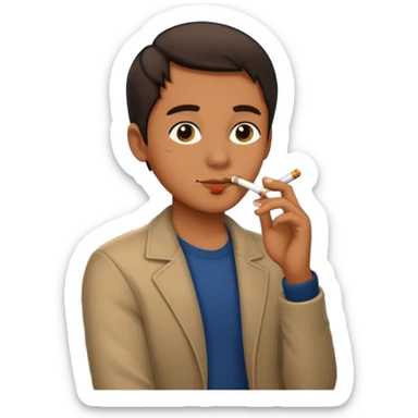 a man named Juani smoking a cigarette on a house balcony sticker