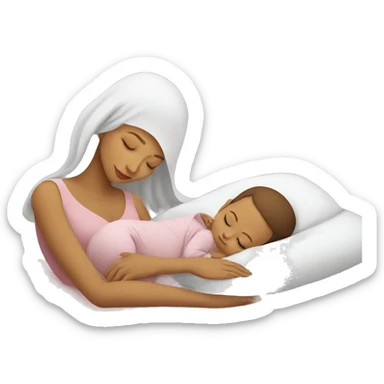muslim white wife with sleeping baby sticker