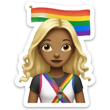 LGBTQIA+ flag around girl  sticker