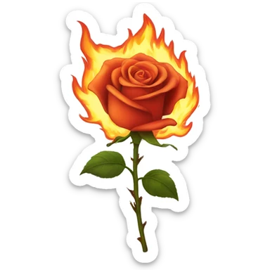 A rose on fire sticker