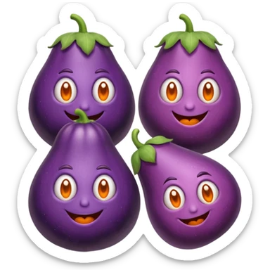 Crazy eggplant with crazy peach sticker