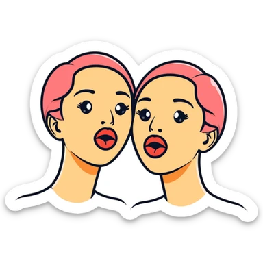 woman with two heads sticking out their tongues sticker