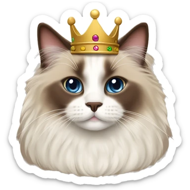 Chocolate point ragdoll cat with crown  sticker