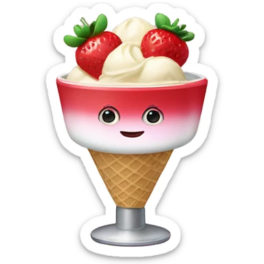 Strawberry and vanilla ice cream mixed in a bowl sticker