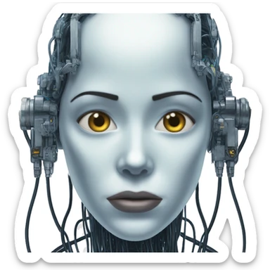 ghost in the shell cybernetic face with wires sticker