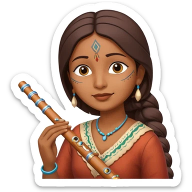 Flute indian women sticker
