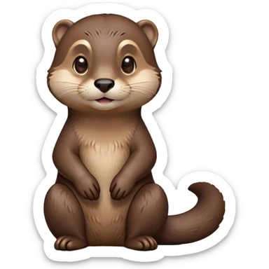 cinematic-noble [otter]-realistic-full-body-sitting-emoji,-tail-tucked-close,-head-tilted-dramatically,-sleek-[brown]-fur,-simplified-yet-realistic-focused-features,-highly-detailed,-glowing-with-an-almost-sarcastic-glow  expressive eyes sticker