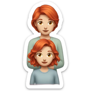 Red-haired girl with a child's face sticker